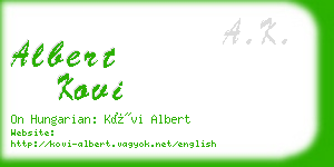 albert kovi business card